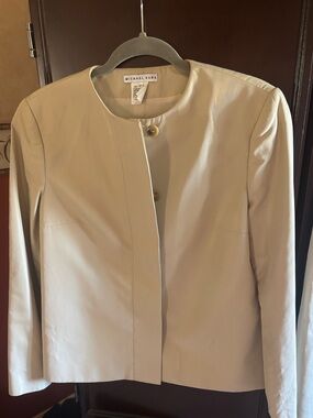 Michael Kors Cream Collarless Single-Button Blazer
